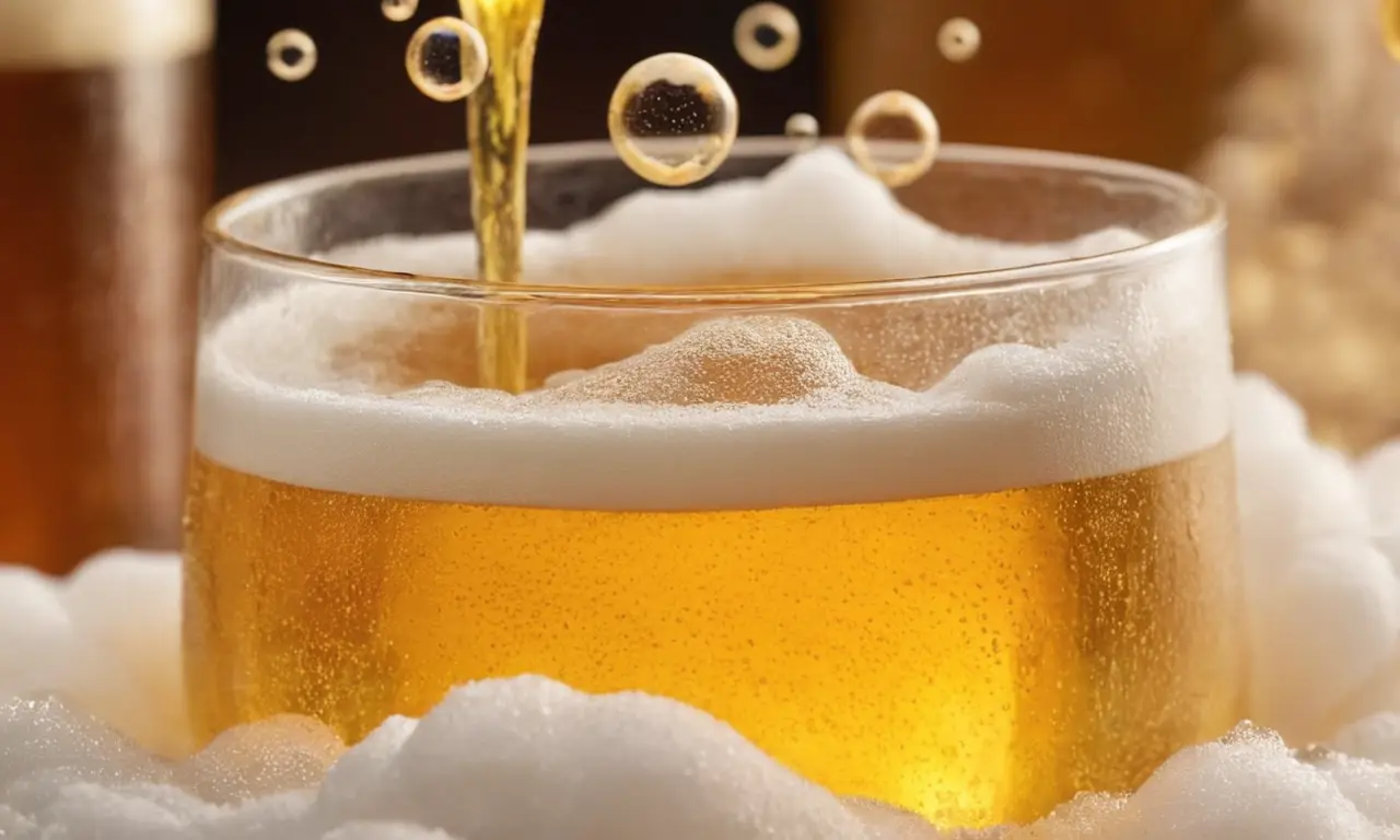 Muestra cerveza espumosa y clara