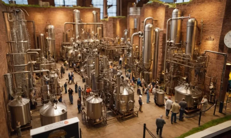 Paneles grandes y detallados muestran la elaboración cervecera