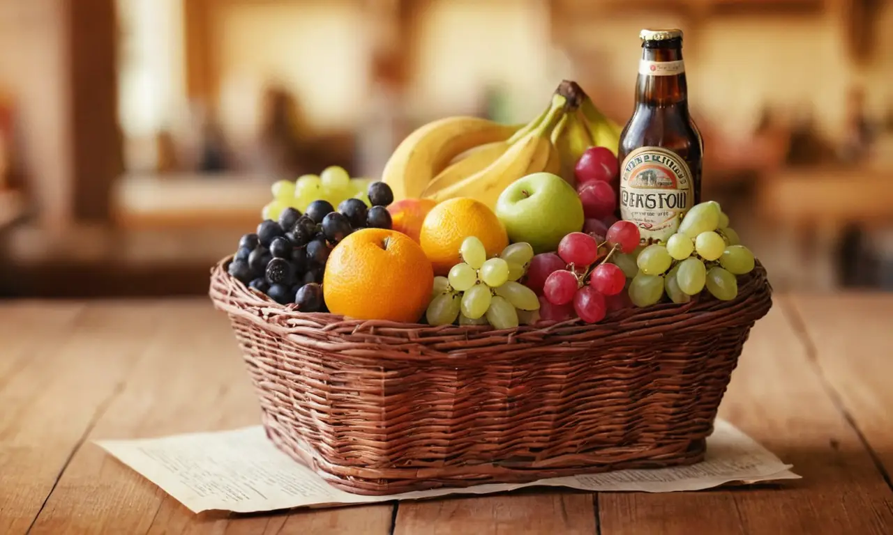 Ilustración de cesta de frutas vintage