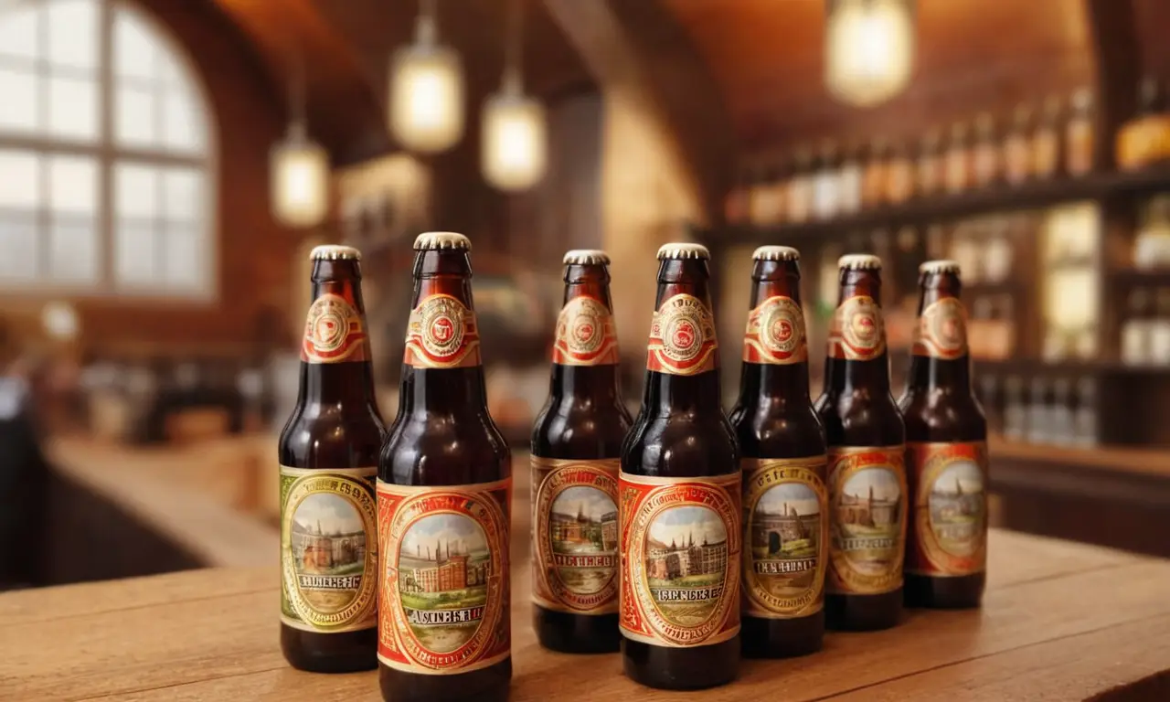 Piso decorativo de Düsseldorf con botellas de Altbier