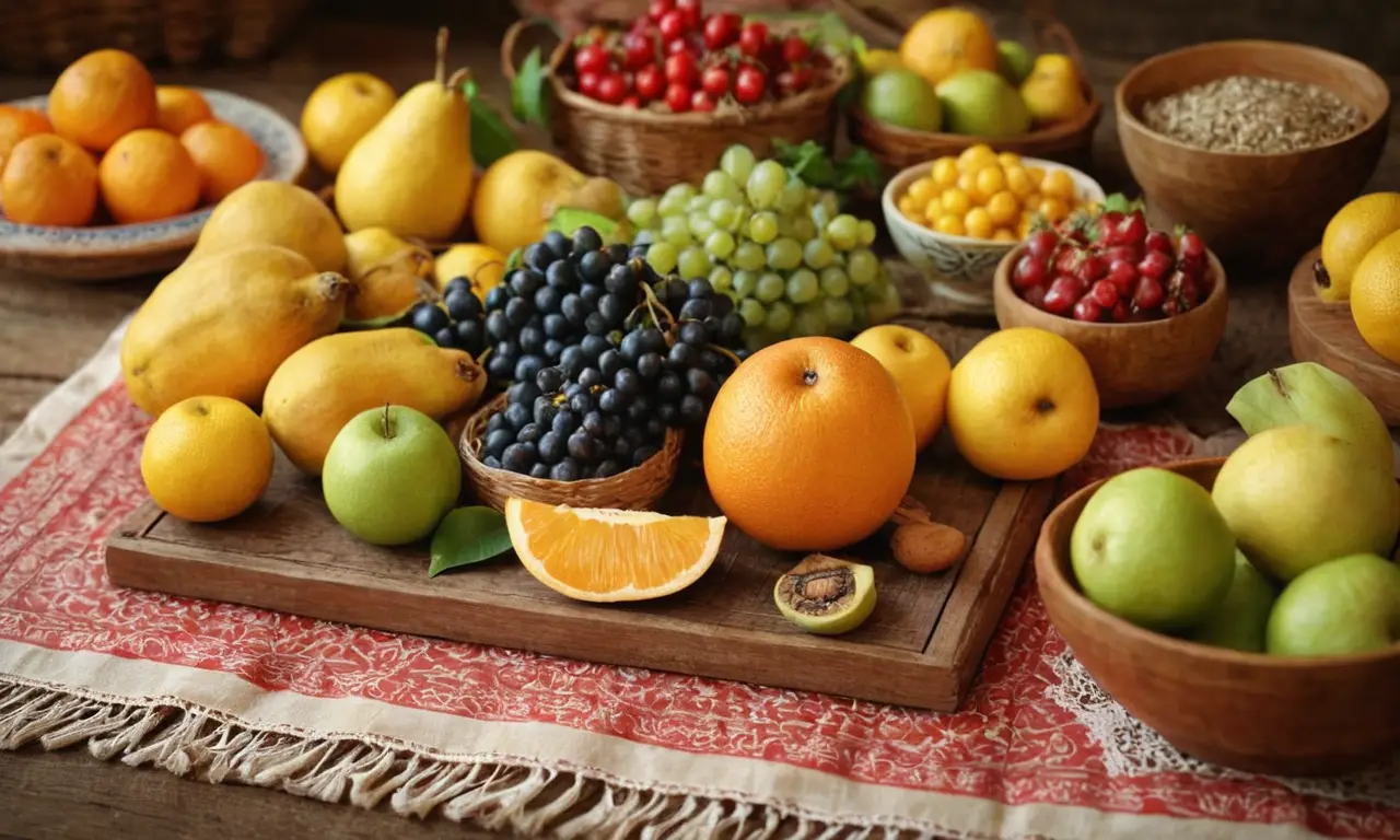 Ilustración antigua de frutas eslavas