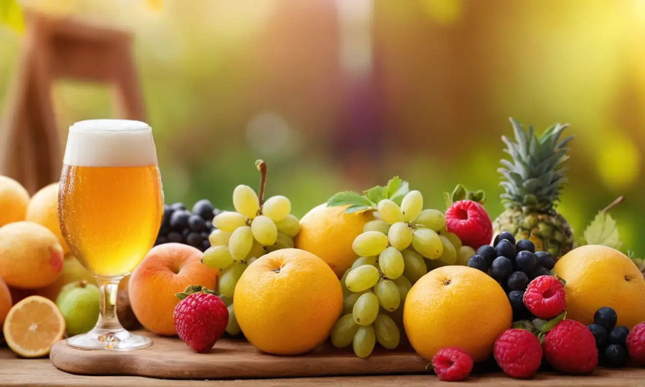 Papel pintado de frutas vibrantes y Lambic